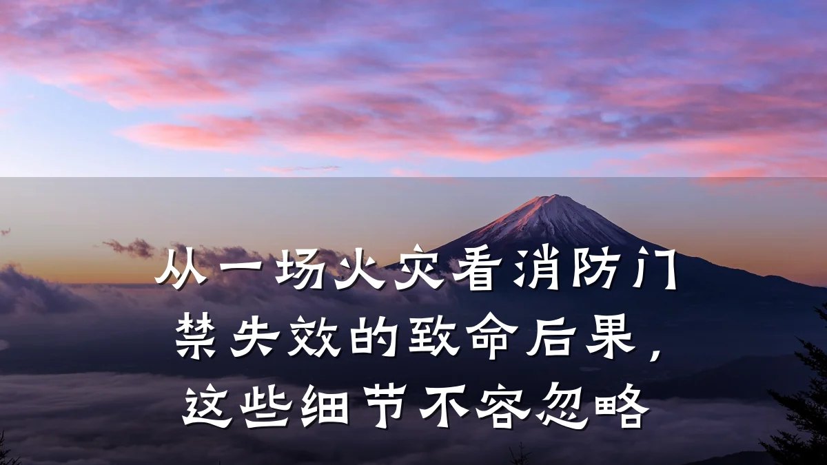 从一场火灾看消防门禁失效的致命后果,这些细节不容忽略