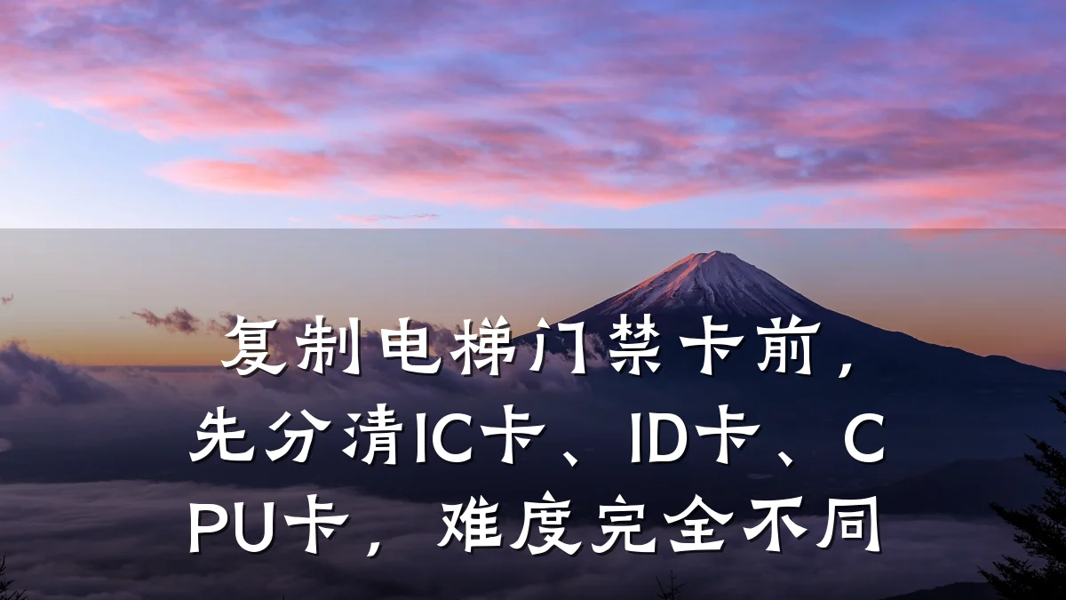 复制电梯门禁卡前，先分清IC卡、ID卡、CPU卡，难度完全不同